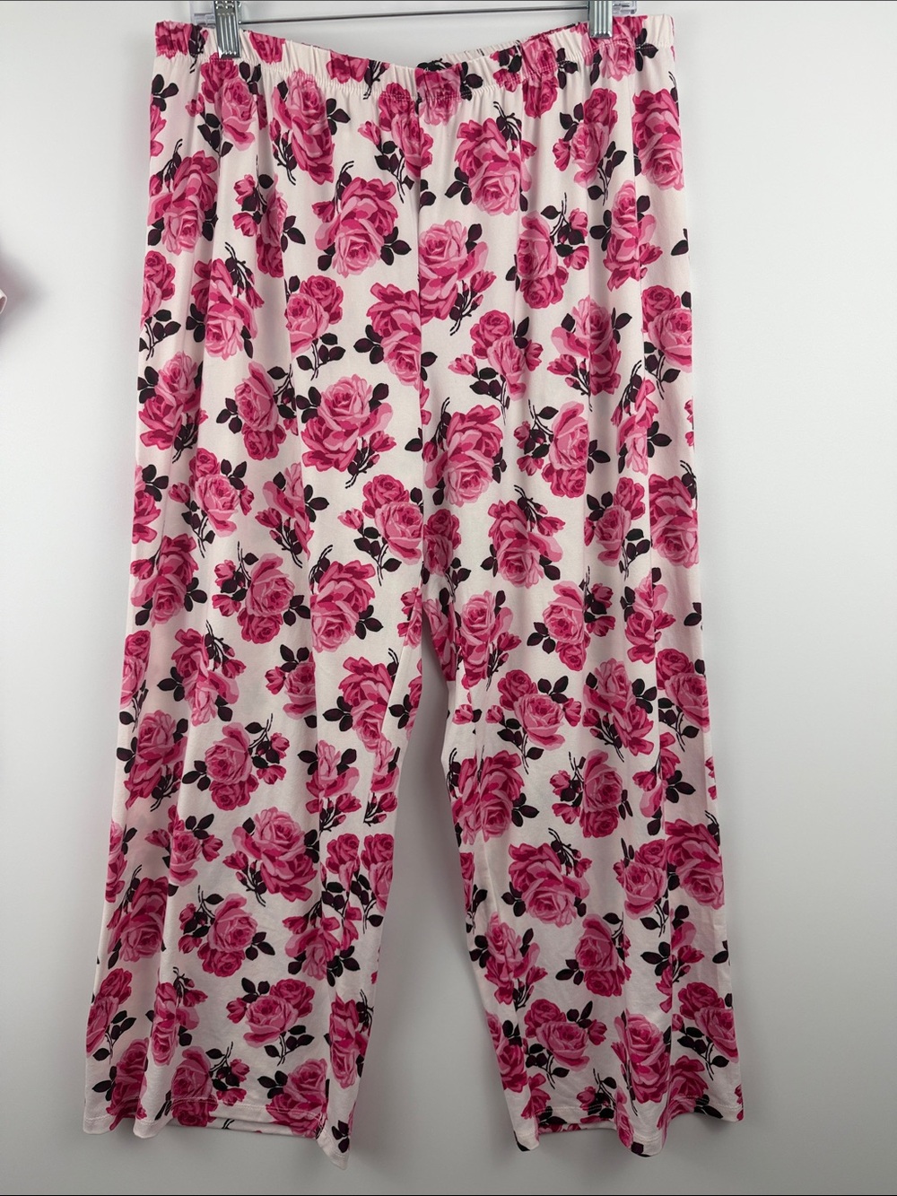 Kate Spade Pink Rose Floral Pajama Set Black Trim XL - Picture 9 of 11